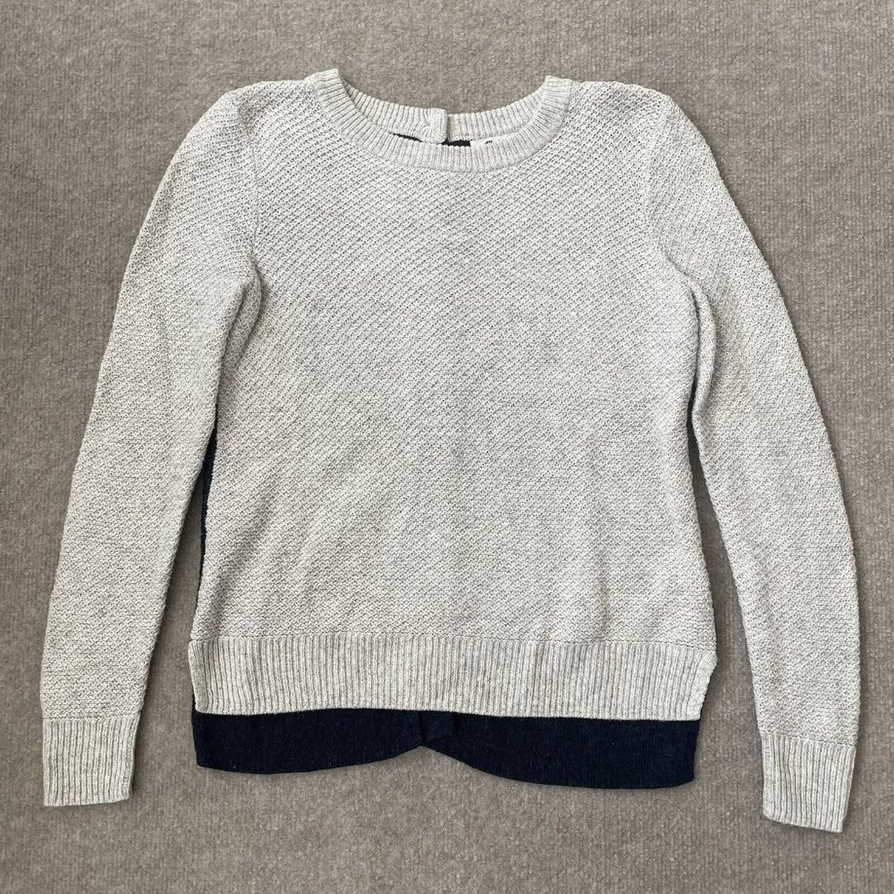 Madewell Sweater Womens XXS Gray Blue Button Down Back Knit Pullover Top Shirt